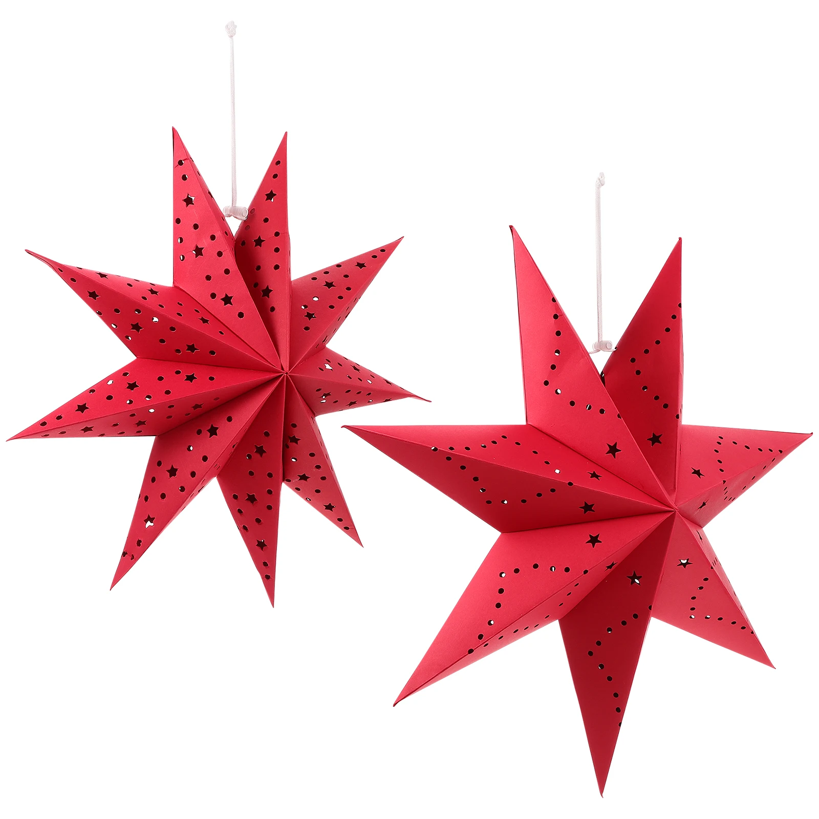 

2Pcs Christmas Lanterns Decors Xmas Adornments Nine-pointed Star Lanterns for Home Xmas Party