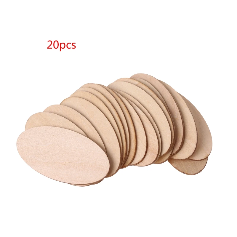 2024 New 10/20/30pcs Oval Wooden Slices Chips Unfinished Cutout Name Tags DIY Scrapbook