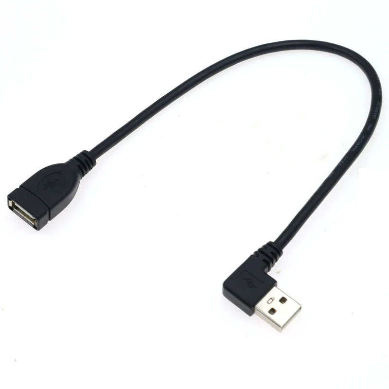 Prawo/lewo/dół/góra 90 stopni kąt USB 2.0 A rozszerzenie męskie i żeńskie przedłużacz z adapterem komputerowy przedłużacz USB 0.3m