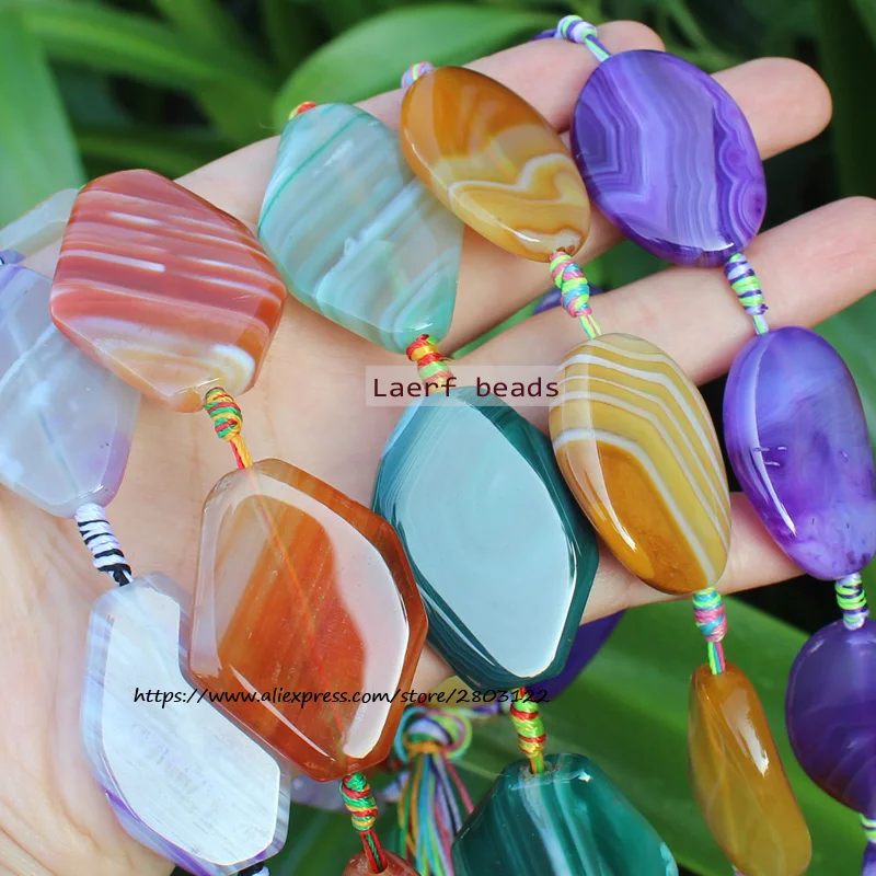 Natural Stripe Agate Nugget Oval Beads ,Many Color ,Gem For DIY Jewelry Making !We provide mixed wholesale for all items!