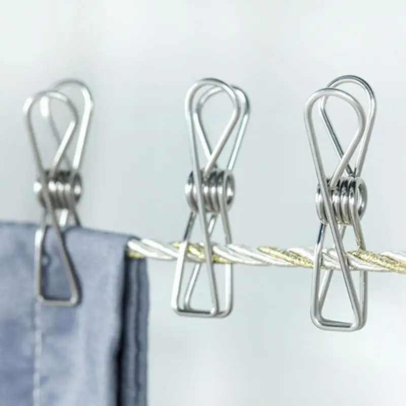 20pcs Clothing Pants Underwear Towel Socks Small Metal Clip Stainless Steel Home Hanging Clips Laundry Windproof Clamps