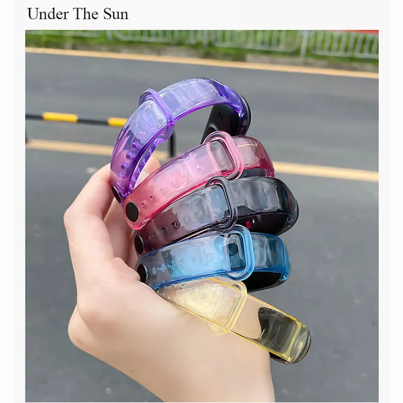Discolored สำหรับ Xiaomi Mi 3 4 5 6สายสำหรับสายรัดข้อมือซิลิโคน Miband 4/3สายรัดข้อมือสมาร์ทอุปกรณ์เสริม
