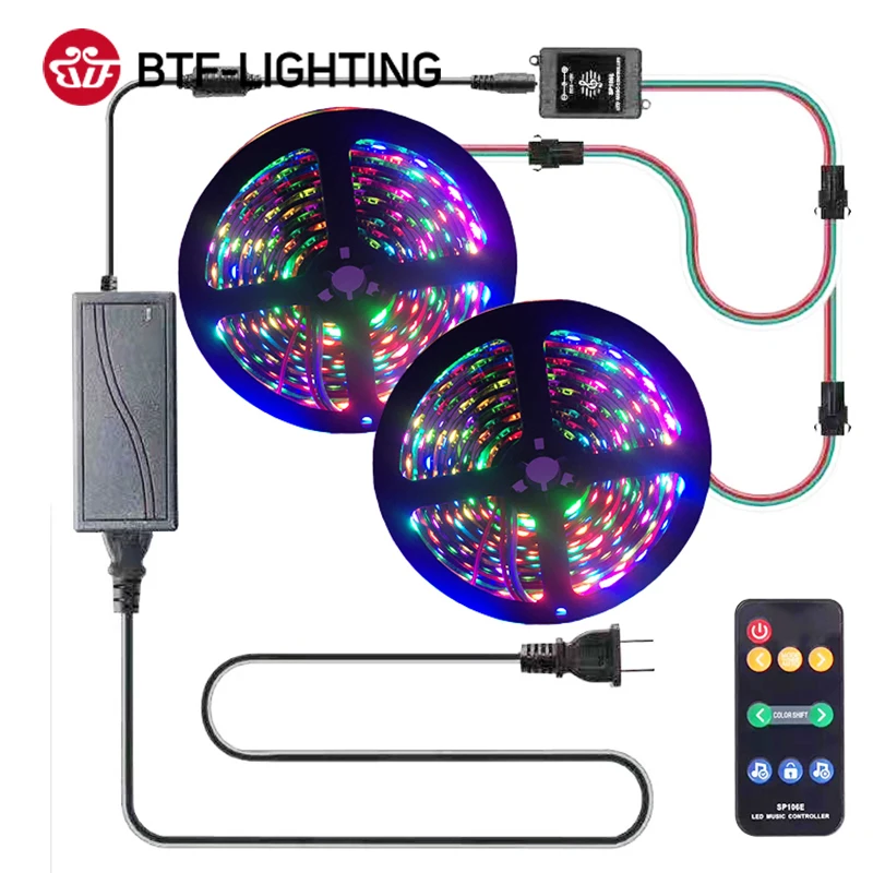 Tira de luces LED SP106E RGB, controlador inalámbrico RF, 9 teclas, píxel IC SPI, música colorida, WS2811, WS2812B, SK9822, SK6812, APA102, DC5-12V