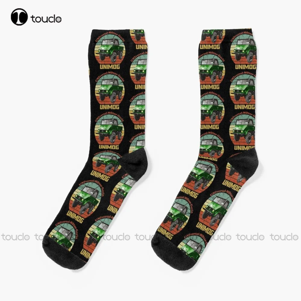 Old Unimog Retro (On Black) Socks Mens Funny Socks Christmas Gift Unisex Adult Teen Youth Socks Custom 360° Digital Print