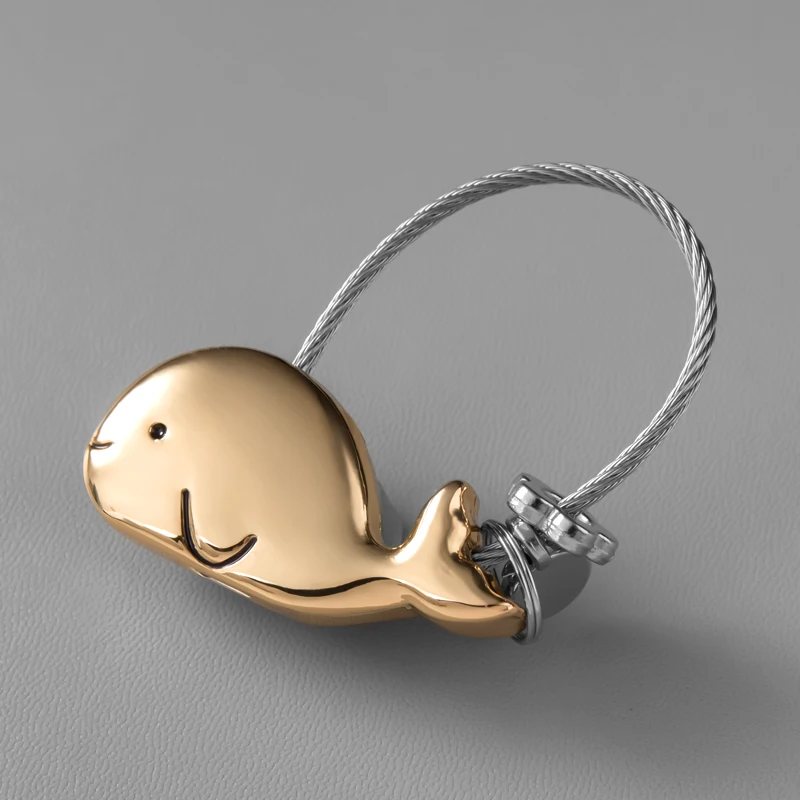 Imagem -02 - Alloy Whale Steel Wire Keychain Cordão Bonito Preto Rosa Ouro Prata Criativo Personalidade Bolsa de Carro Ornamento Menina Menino Casal