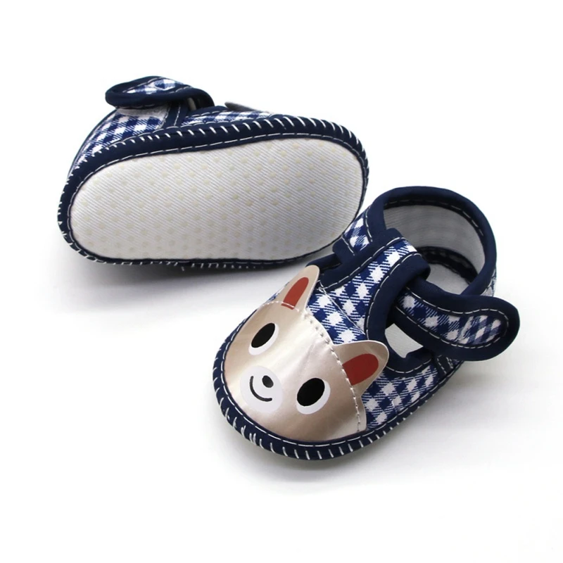 Baby Girl Boy Cartoon Bear Pattern Shoes Plaid  Casual Cotton Shoes Newborn Anti-Slip Toddler Shoes Hot Autumn Ins