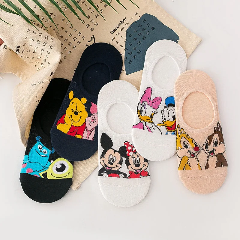 Boat Socks spring and summer Mickey Minnie new cartoon Disney anime female invisible socks silicone non-slip casual socks