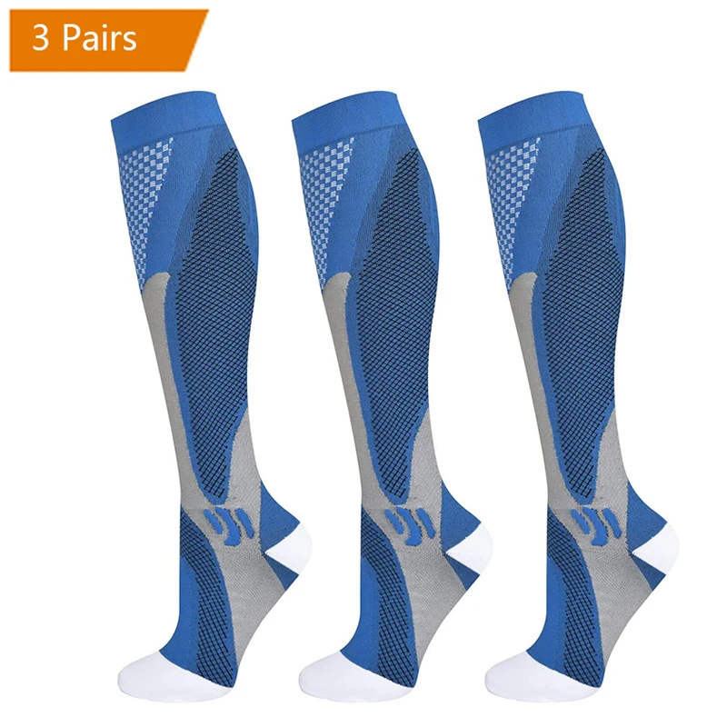 Brothock 3 Pairs Compression Socks for Women & Men 20-30 mmHg Comfortable Athletic Nylon Medical Nursing Stockings Sport Running