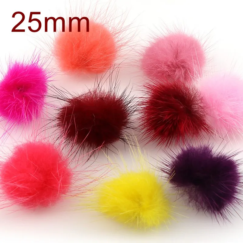 25mm Fox Pompom Colorful Soft Fur Pom Poms Child Gift DIY Creativity Earrings Decor Clothing Shoes Bags Hats Accessories 12pcs