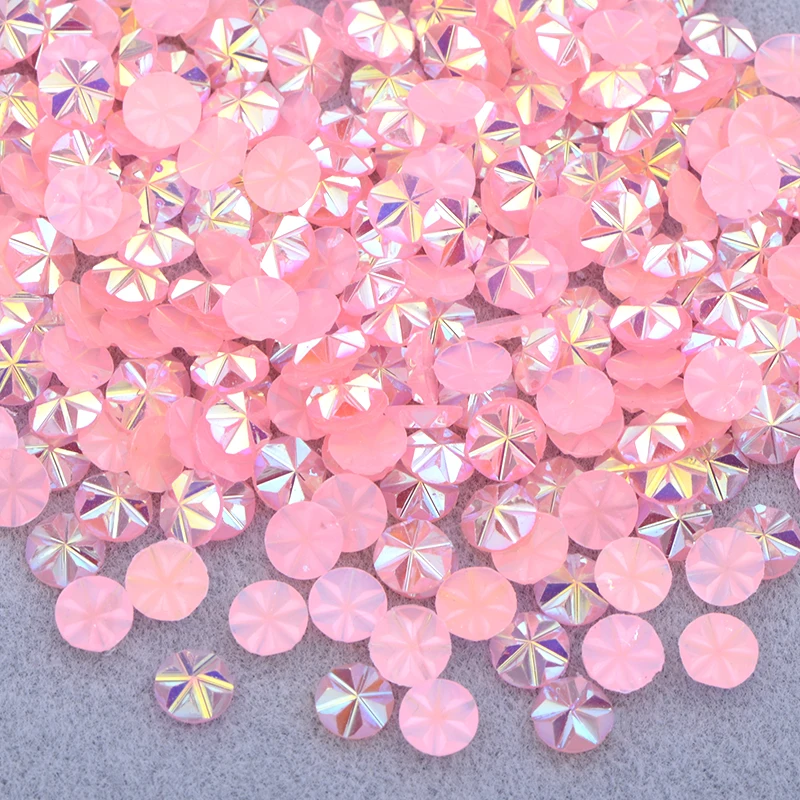 JUNAO 500pc 5mm Orange AB Glitter Flatback Nail Crystal Rhinestones Resin Flower Crystal Stones Sticker for Nails Art Decoration