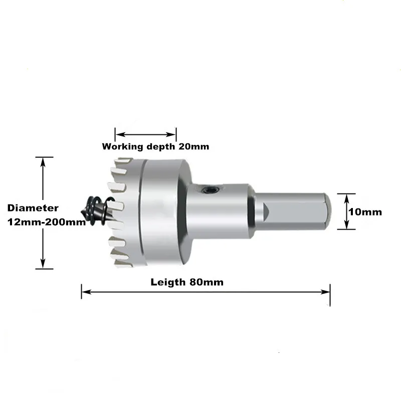 SANAI TCT Hole Saw Drill Bit  12 - 200mm Alloy Iron Metal Stainless Steel Wood Cutting Kit Steel Plates Hole Saw Drilling Bit