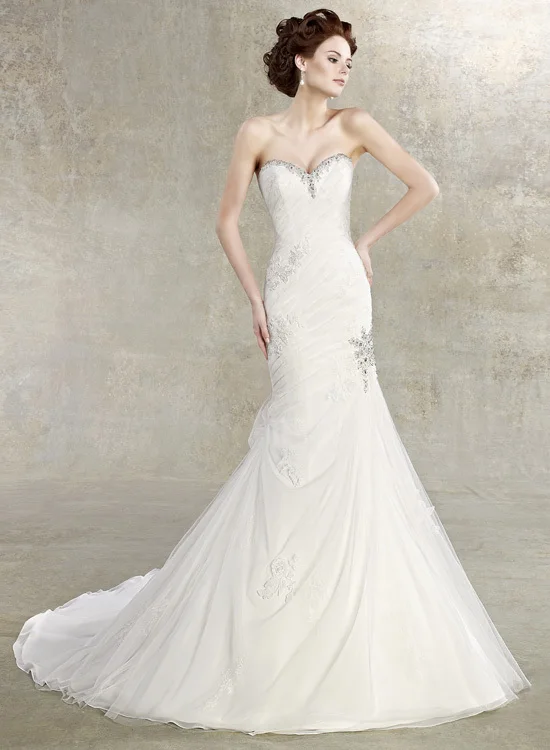 

dreses free shipping 2016 real mermaid tails Simple Elegance Crystal Bead Organza White Bridal Wedding Dress Gown Custom Size