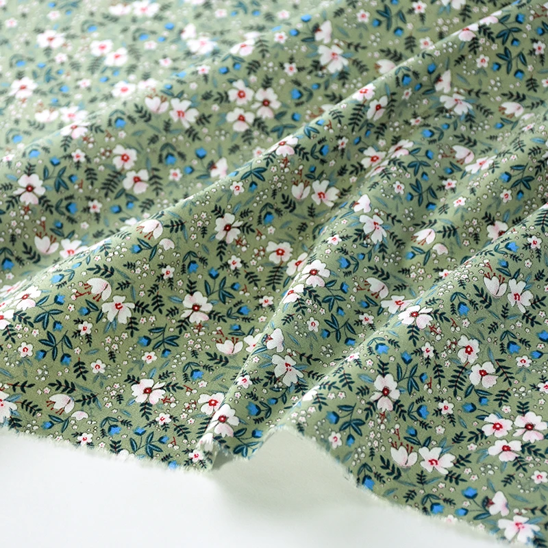 145x50cm Cotton Poplin Floral Sewing Fabric Pastoral Style, Making Shirt Dress Doll Clothes Cloth