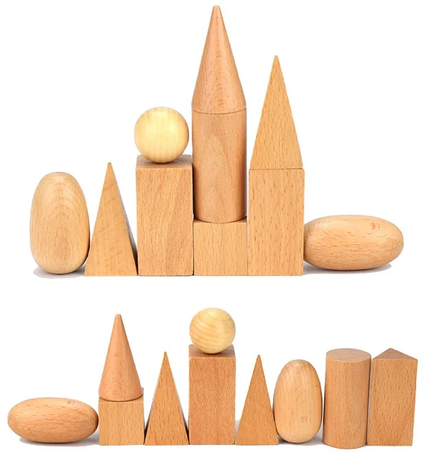 Holz Block Geometrie Form Kognitiven Spielzeug 3D Holz Ziegel Montessori Lernen Pädagogisches Spiel Stacking Blocks Mathematik Spielzeug für Kinder