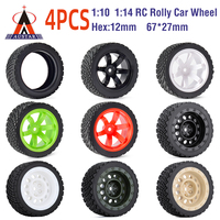 4PCS 12mm Hex 67mm RC Car Rubber Tires Wheel Rim for 1/10 Rolly HPI WR8 HSP 94177 WLtoys 1/14 144001 RC Car