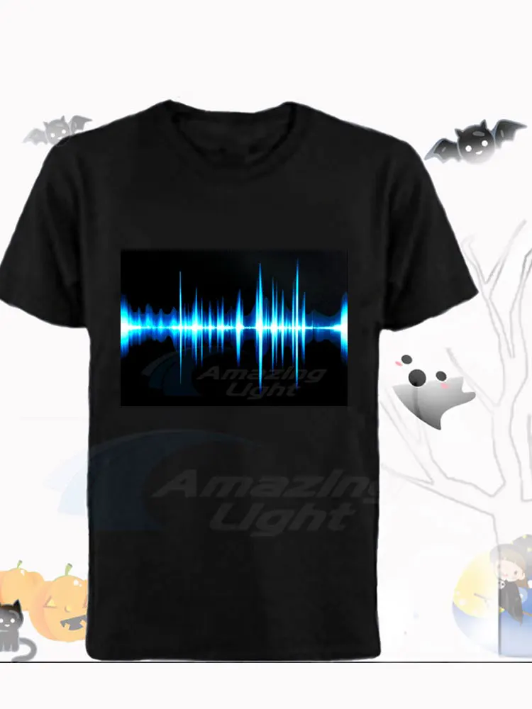 Sound Activated LED Tshirt Light Up and down Flashing EL Equalizer music activated T-Shirt Unisex Heart design