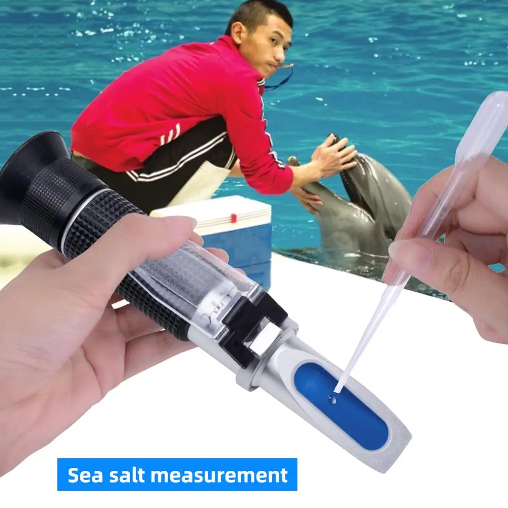 Handheld 0-100% Salinity Aquarium ATC Refractometer 1.000-1.070SG Salinity Seawater Salinometer For Aquarium