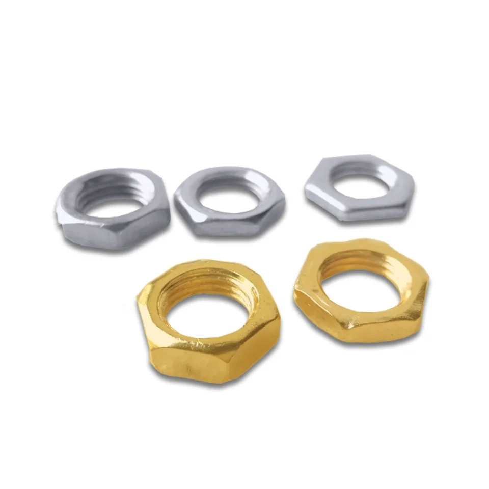 20pcs Hexagon Nut Gasket M4 M6 M8 M10 M12 M14 FineTooth Screw Nuts Pitch 1.0mm Silver Gold Hex Lock Nuts Female Thread Shank Cap