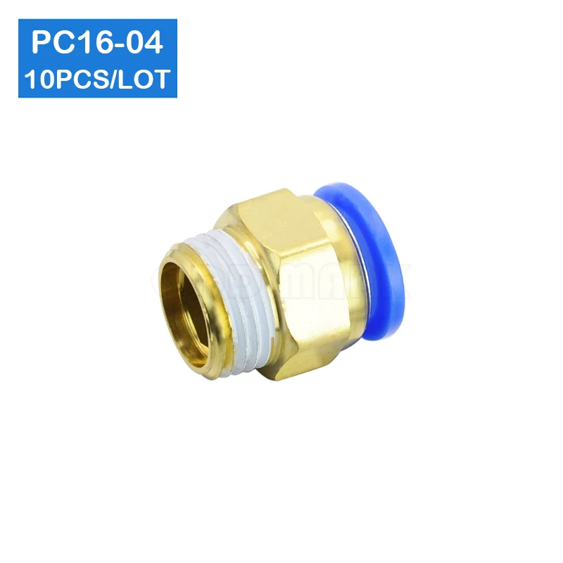 HIGH QUALITY  10pcs a lot BSPT PC16-04,16mm to 1/2\' Pneumatic Connectors male straight one-touch fittings