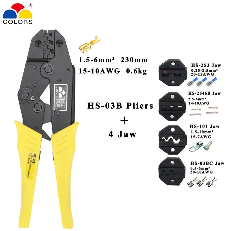 HS-2546B/HS-03B crimping pliers wire stripper multifunction tools kit jaw for insulation non-insulation tube pulg Pliers tools