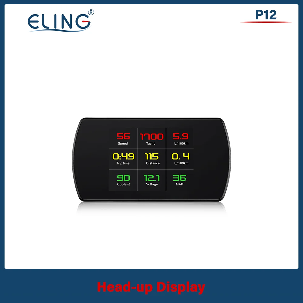 

ELING Multiple Head Up Display HUD OBD2 GPS Speedometer Speed RPM Fuel Consumption Driving Time Buzz Projector P12 T800