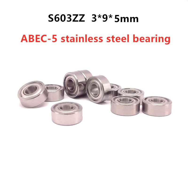 

50pcs 440C stainless steel bearing ABEC-5 S603ZZ 3*9*5 mm deep groove ball bearings S603 -2Z 603 3x9x5