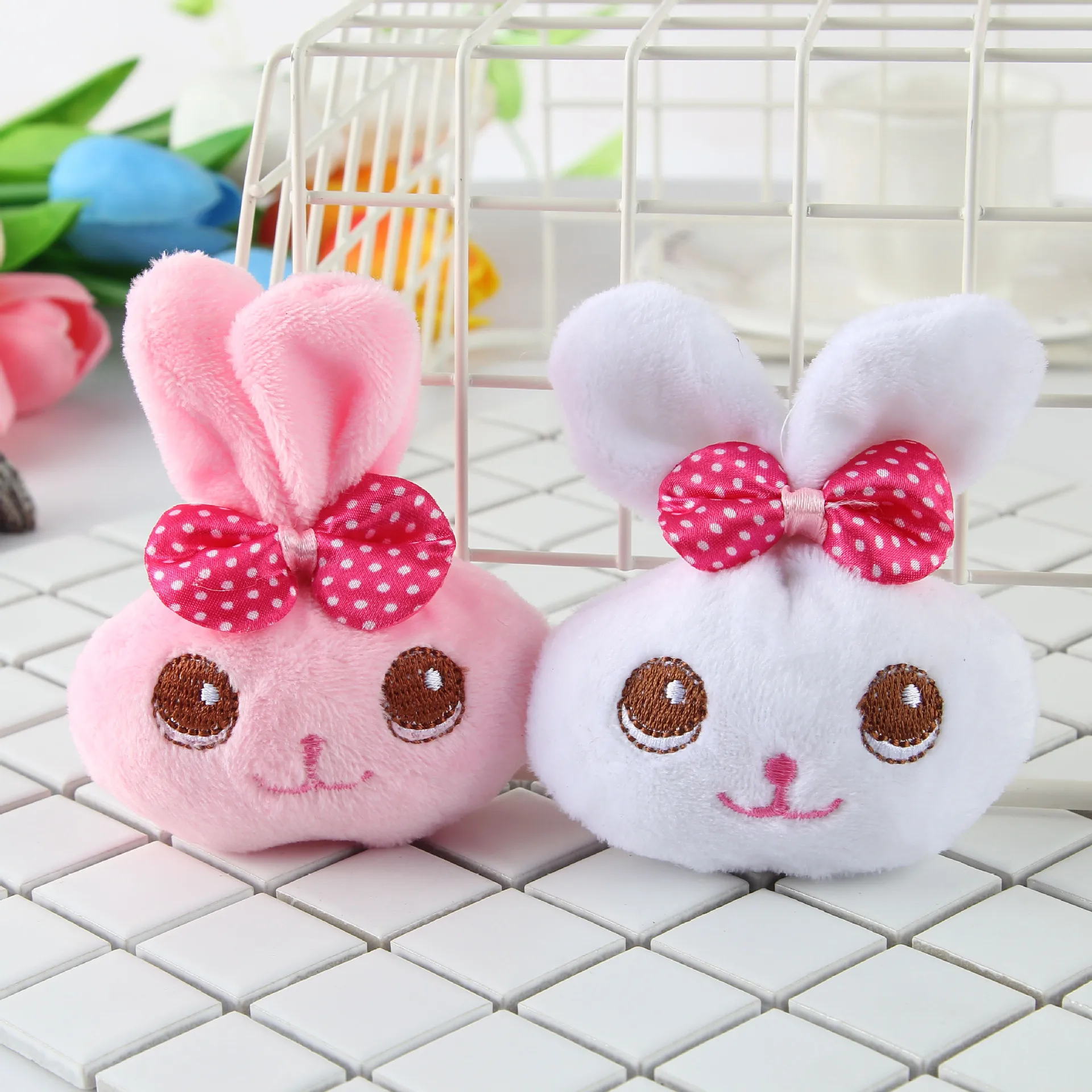 1PCS Cute Kawaii Soft Plush Big Eyes Naughty Rabbit Plush Doll Toy Key Chain Pendant Lady Bag Ornament Gift Random