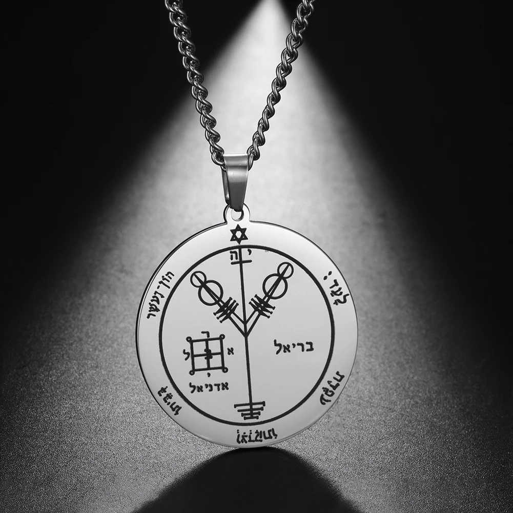 LIKGREAT-Collier Pentacle de Claouflage en Acier Inoxydable pour Homme, Pendentif Amulette Cariceuse Isman, Hexagramme, Sceau, Long, JOPresidence