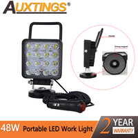 Auxtings 4.1in Portable Square 48W Flood Spot Magnetic Base Led Work Light Car Truck Driving Offroad 4WD 4x4 SUV ATV 12V 24V