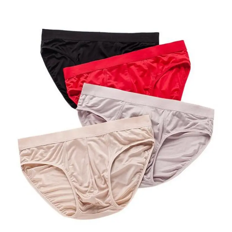 Men\'s 100% real silk thin type briefs panties Underwear Lingerie plus size M L XL 2XL 3XL 1067