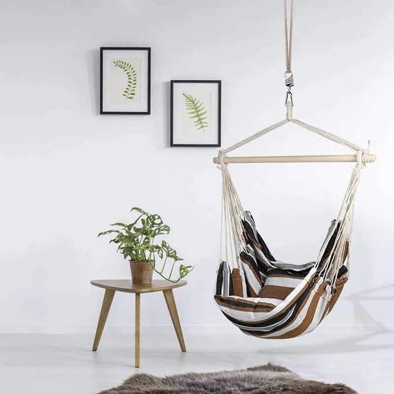 Outdoor Swing Hanging Chair Dormitory Bedroom College Student Chair Indoor Household Adult Children Hammock(no stick and pillow)