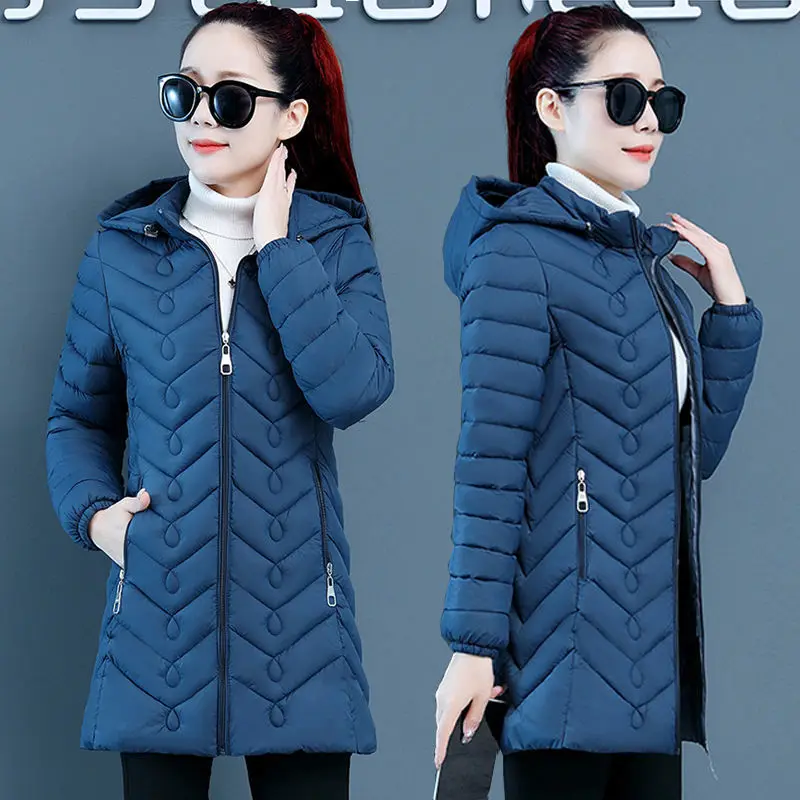 Warm Jacket Women Winter 2023 Fashion Slim Hooded Coat Down cotton Ladies Jackets Black Casual Thicken Outwear Parkas Female 6XL