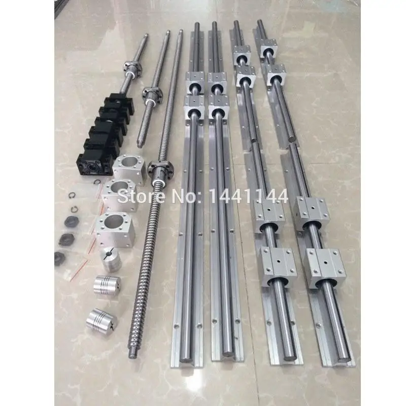 Ru Delivery 6Set Sbr16 - 300/700/1100Mm Linear Guide Rail + Sfu1605- 350/750/1150Mm Ballscrew + Bk/bk12 + Nut Housing+ Cnc Parts