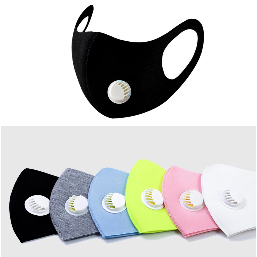 1Pcs Fashion Mouth Mask with Breath Valve Polyester Cotton Dust Washable Face Mouth Mask Reusable Masks for Man Woman