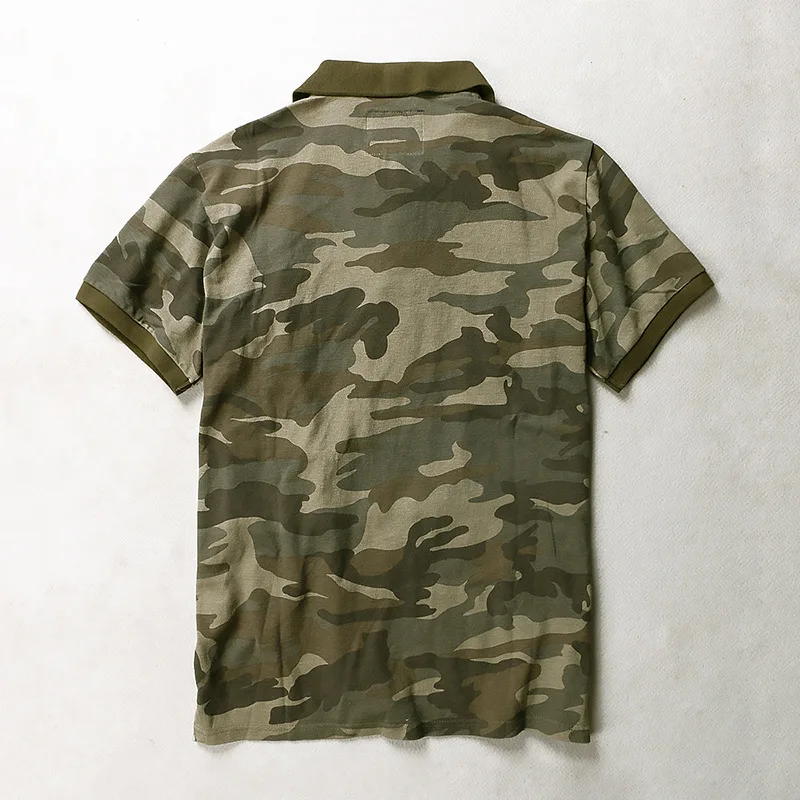 New Men's Camouflage Short-Sleeved T-Shirt Summer Loose Men's Breathable Sweat-absorbent Cotton Lapel T-shirt Clothes Men