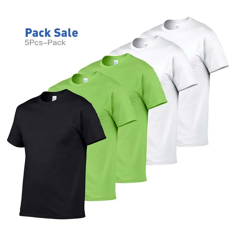 Gildan Brand Summer Men Tshirts 100% Cotton Solid Casual Short Sleeve T-shirt for Men Women O-neck Sport Tshirt Tops Tee 10pcs