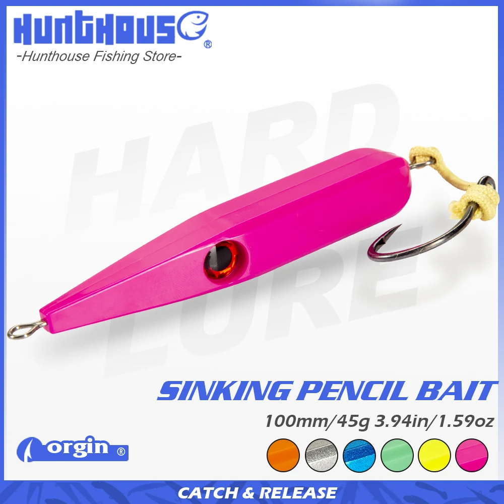 Hunthouse 100mm/45g gt pencil fishing hard lure sinking trolling for GT Blue Fish Tuna Jacks swimbait long casting LW513