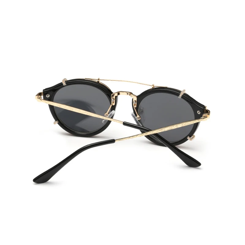 Kdeam Steam punk Clip On Sunglasses for Men  Brand Designer Round Sun Glasses Women Baroque Carved  Metal Legs  with Box