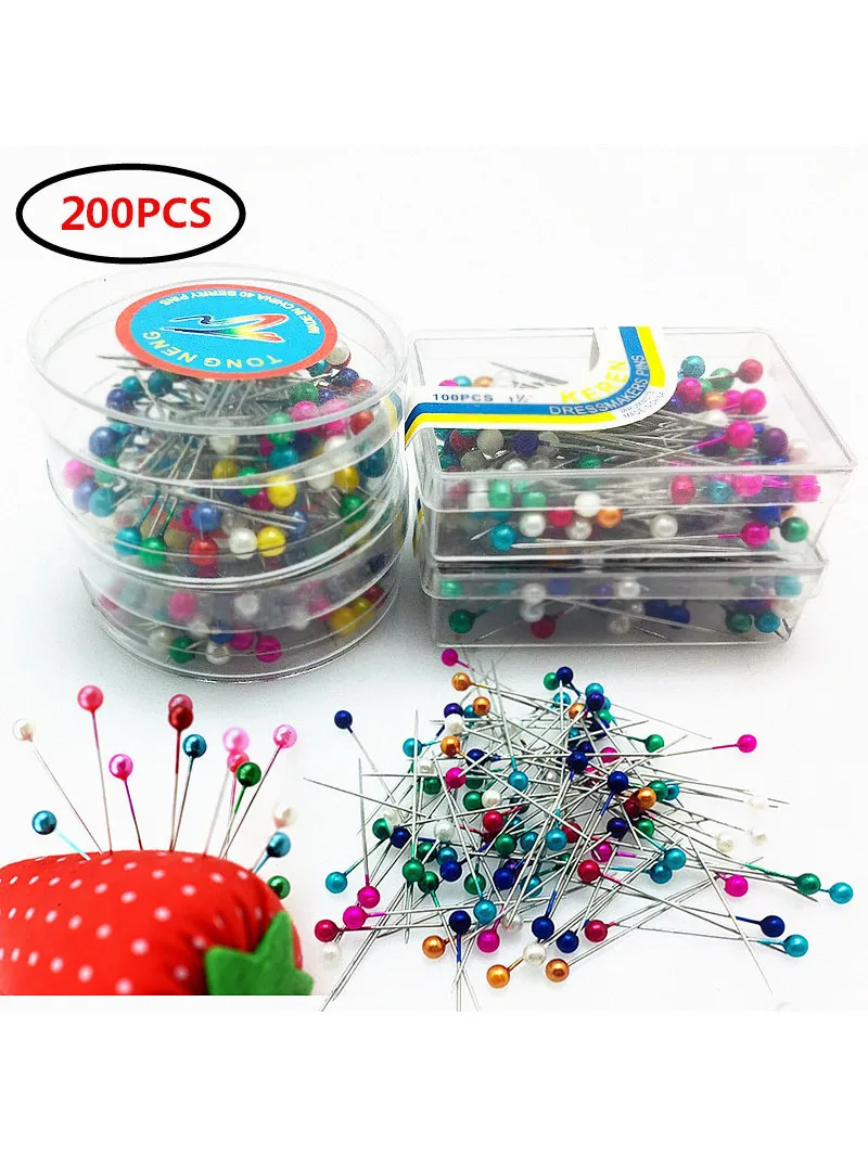 2 Box Colorful Round Pearl Head Straight Pins Tailor Pin wedding corsage florist for Dressmaking DIY Positioning Sewing Tools