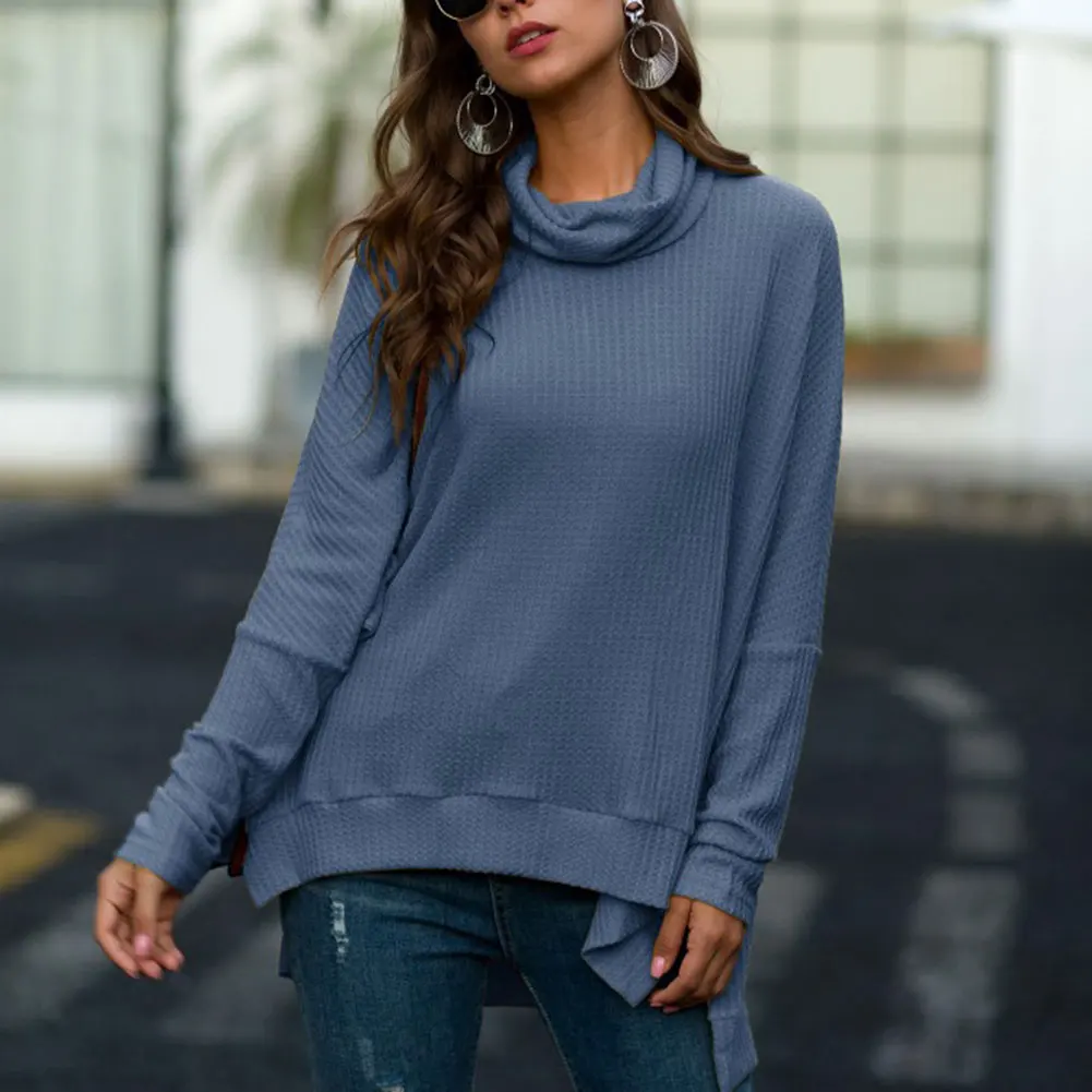 Suéter de manga larga para Mujer, jersey de cuello alto, informal, suelto, Tops de punto, moda de otoño