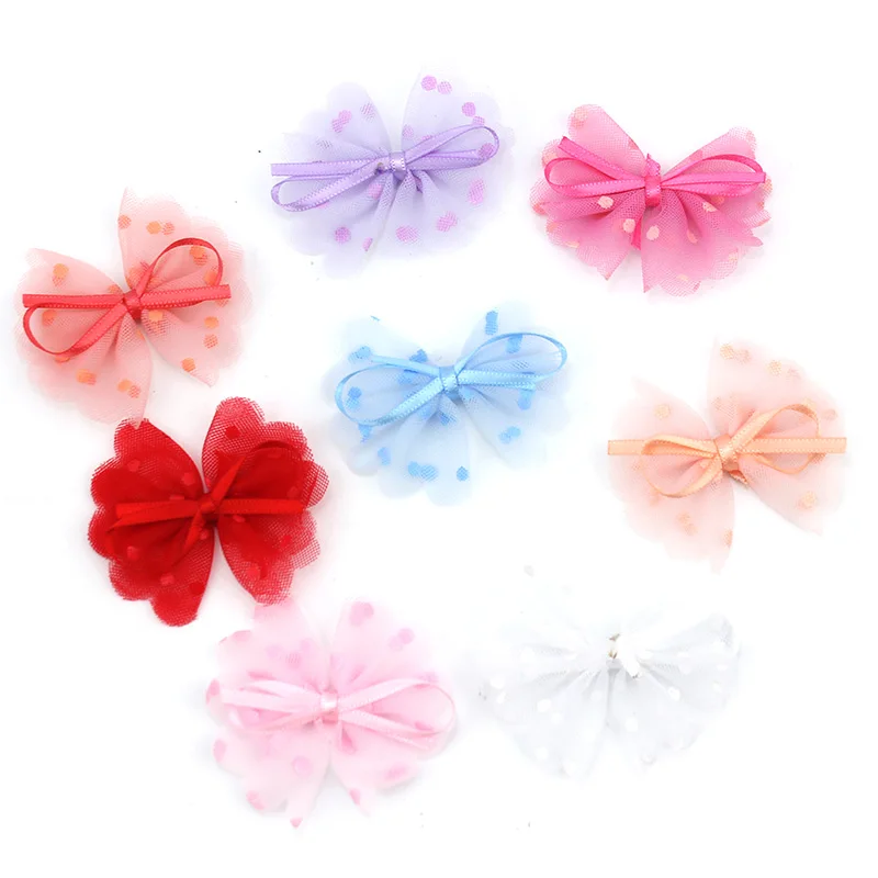 16Pcs 5.5cm Appliques fatte a mano del fiore di Bowknot per i mestieri accessori dell\'ornamento della decorazione della forcella del copricapo di