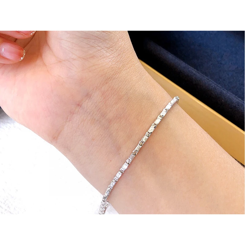 Aazuo Real 18K Solid White Gold Real Diamond 1.50ct Fairy Princess Line Bracelet For Woman Upscale Trendy Engagement Party Au750