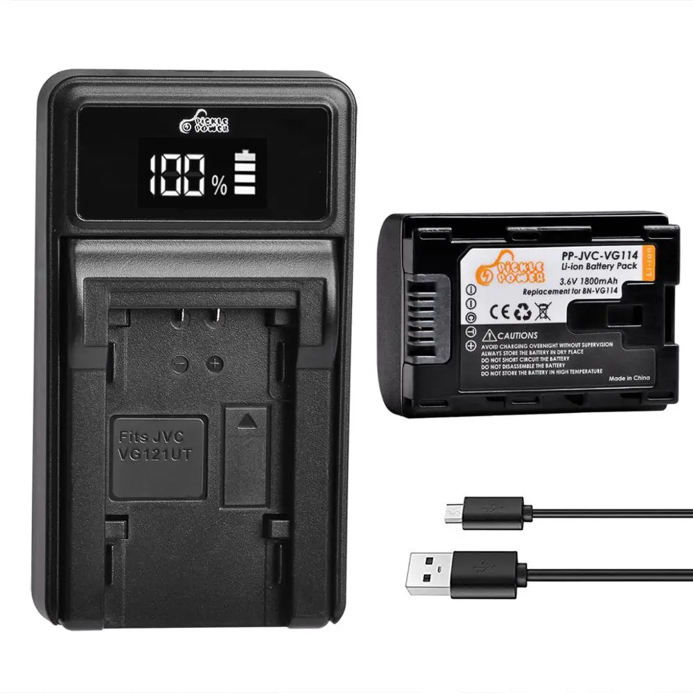 1800mAh BN-VG114 Camera Digital Battery+LED USB Charger for JVC BN-VG107 BN-VG107U BN-VG108U BN-VG108E BN-VG114U BN-VG114US