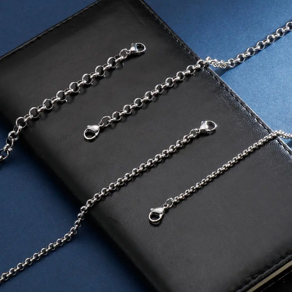 2/2.5/3/4/5/6/10/12mm Rolo Chain Stainless Steel Gold Color Round O Chain Bracelet For Women Men Simple Fashion Jewelry