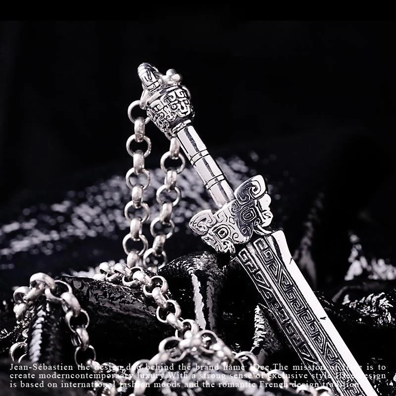 Punk Retro Amulet Broken Sword Pendant Simple Comfortable Silver Color Pendant Necklace Trendy Personality Man Birthday Gift