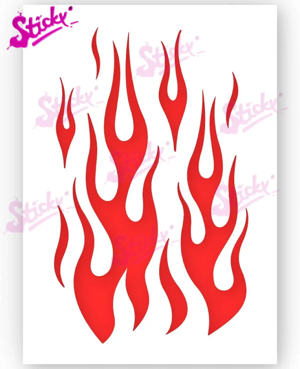 

STICKY Flame Racing Skull Sticker Set Waterproof Sunscreen for Bicycle Motorcycle Accessories Laptop Helmet Trunk