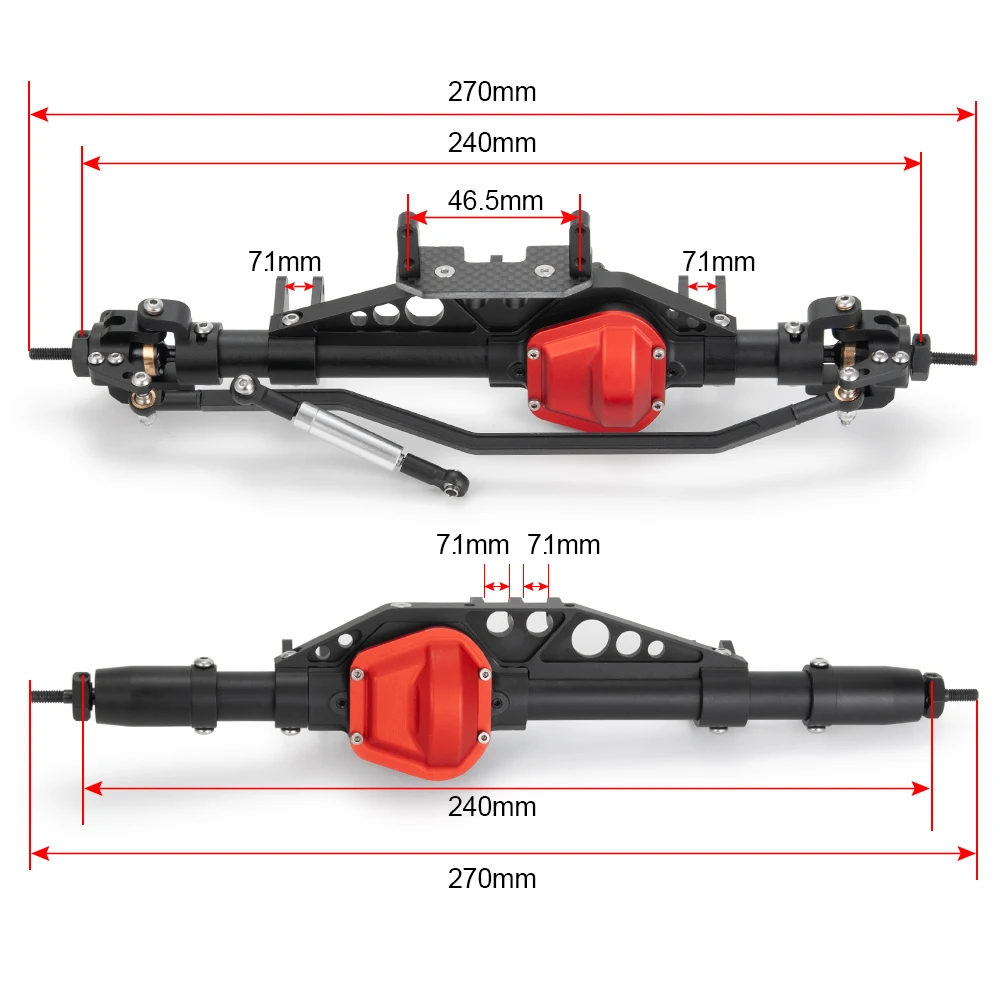 YEAHRUN CNC Metal Alloy Front / Rear Axle for AXIAL Wraith 90018 90048 90053 1/10 RC Crawler Cars Upgrade Parts