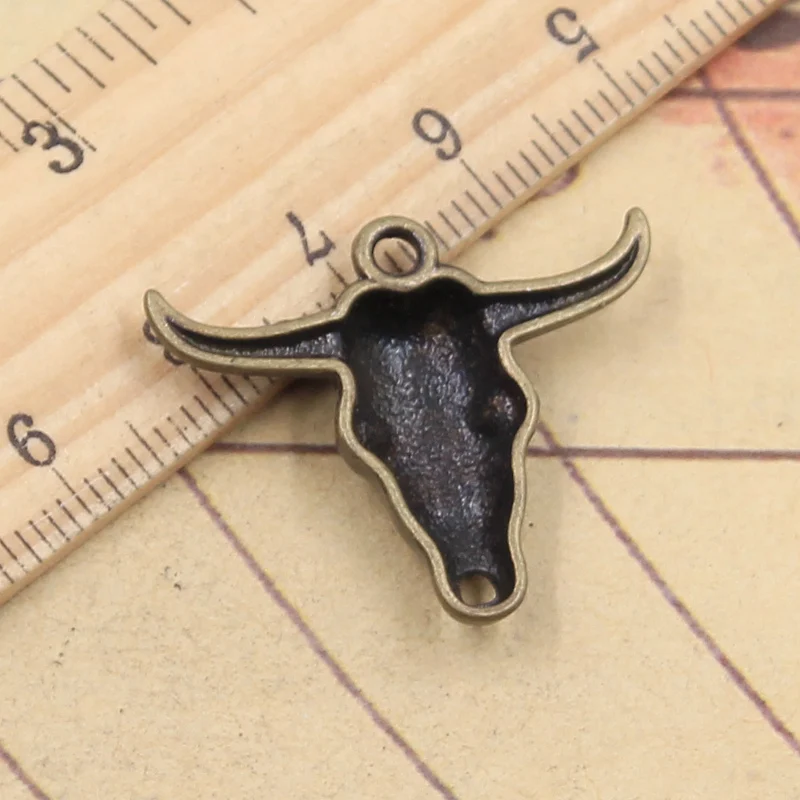 10pcs Charms Skull Bull Ox Head 25x29mm Tibetan Bronze Silver Color Pendants Antique Jewelry Making DIY Handmade Craft Pendant