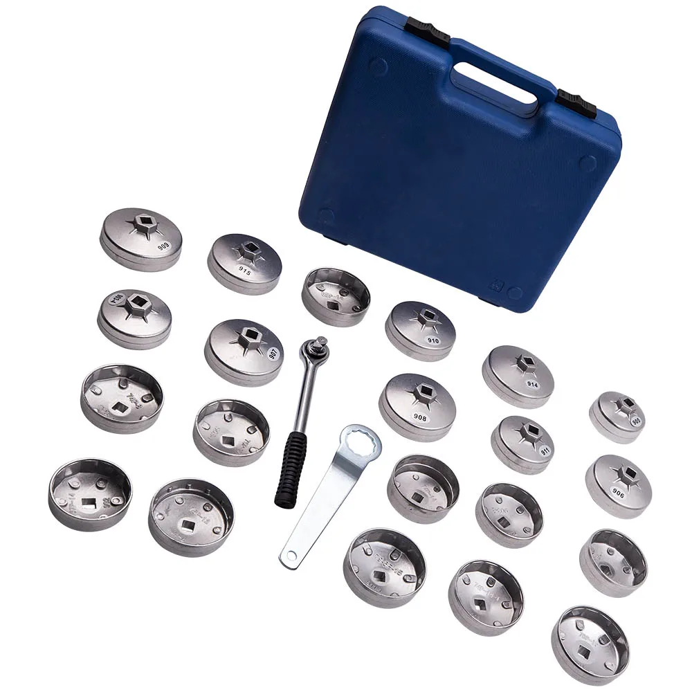23pcs Oil Filter Wrench Set Aluminum Alloy Cup Type Kit Drive Cap Removal Tool Set for Lexus, for GMC, for Ford