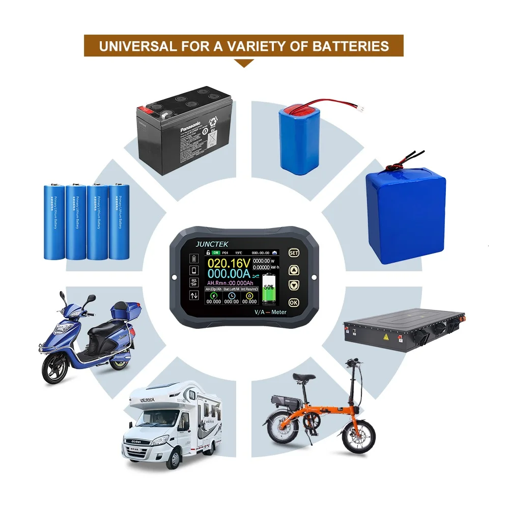 KG110F DC 0-120V 100A Battery Capacity Tester Voltage Current Meter Battery Monitor Indicator 12V 24V 36V 48V 60V Coulomb Meter